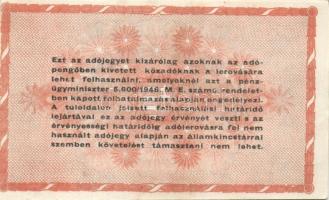 1946. 100.000.000AP fehér papíron, v.j. nélkül, hátlapon a "lehet" szóban lemezhiba!, nyom...