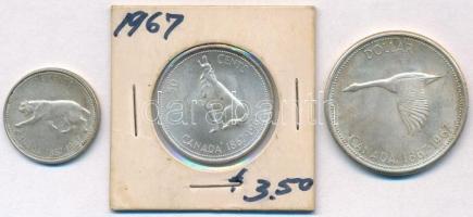 Kanada 1967. 25c Ag + 50c Ag + 1$ Ag "II. Erzsébet" T:1-,2
Canada 1967. 25 Cents Ag + 50 ...