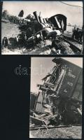 Vasúti katasztrófák, 4 db vintage fotó Tiszavölgyi József (1909-?) fotóriporter hagyatékából,  9x12 ...