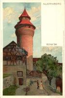 Nürnberg, Nuremberg; Vestner Turm / tower. Veltens Künstler-Postkarten. E. Nister, litho s: K. Mutter