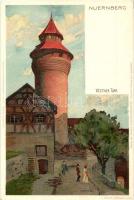 Nürnberg, Nuremberg; Vestner Turm / tower. Velten's Künstler-Postkarten. E. Nister, litho s: K. Mutter