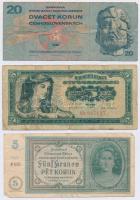 10db-os bankjegy tétel, közte Német Harmadik Birodalom / Cseh-Morva Protektorátus 1940. 5K T:III,III...