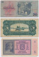 10db-os bankjegy tétel, közte Német Harmadik Birodalom / Cseh-Morva Protektorátus 1940. 5K T:III,III...