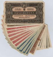 1920. 20f (6x) + 1920. 50f (2x) + 1K (5x) + 2K (6x) "2ab" sorozatjel és csillagos sorszám ...