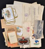 1919-1941 Vegyes nyomtatván tétel, köztük képeslap, okmány, térkép, borcímke