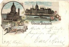 1897 Budapest, Bazilika, Új Országház. Floral, litho (EM)