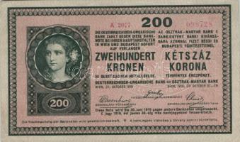 1918. 200K "hullámos" "A 2077" sorozatszámmal T:II bal felső sarok kicsit tompa