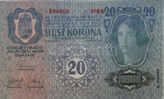 1913. 20K II.kiadás, piros "Deutschösterreich" bélyegzővel T:I