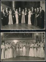 1936 Budapest, báli ruhák divatja, 3 db vintage fénykép, feliratozva, datálva, 11,5x17,5 cm