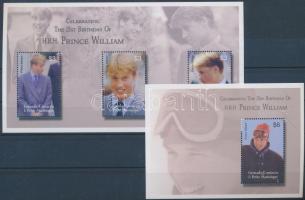 Vilmos herceg 21 éves kisív + blokk, Prince William's 21st birthday mini sheet + block