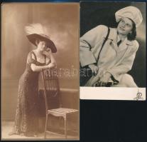1900 és 1938 Divatfotók, 2 db vintage fénykép, 14x9 cm és 20x11,5 cm