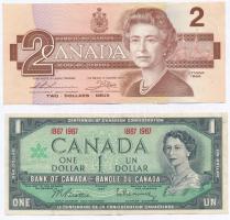 Kanada 1967. 1$ + 1986. 2$ T:III Canada 1967. 1 Dollar + 1986. 2 Dollars C:F