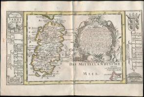 cca 1700  Olaszországi területek térképe. Összesen 6 db: Nápoly, Guastalla, Szardínia, Mantova Színe...