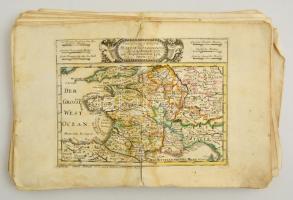 cca 1690-1700 57 darab térkép. Európai országok részek színezett, díszes kartusú rézmetszetei. Megje...
