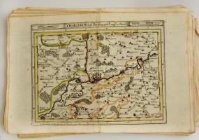 cca 1690-1700 57 darab térkép. Európai országok részek színezett, díszes kartusú rézmetszetei. Megje...