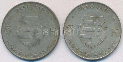 1947. 5Ft Ag "Kossuth" (2x) T:2-3 patina