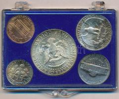 Amerikai Egyesült Államok 1964. 1c Br "Lincoln" + 5c Cu-Ni "Jefferson" + 1D Ag &...