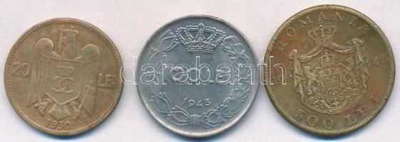 Románia 1930. 20L Ni-sárgaréz "II. Károly" + 1943. 100L Ni-acél "I. Mihály" + 19...