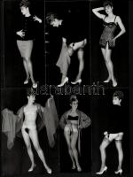 cca 1968 Titkárnő privát vetkőzőszáma, szolidan erotikus fényképek, 8 db vintage fotó, 15x6 cm és 16x11 cm között
