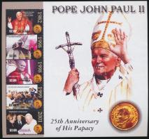 2004 II. János Pál 25 éve pápa kisív Mi 3568-3572