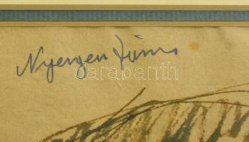 Nyergesi jelzéssel: Önarckép, akvarell, papír, paszpartuban, üvegezett fa keretben, 20×13 cm