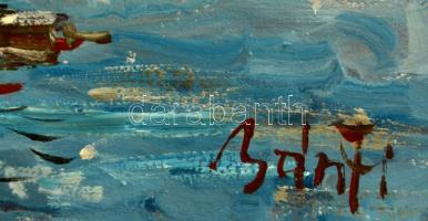 Bánfi jelzéssel: Balatoni vitorlások, olaj, karton, 23×33 cm