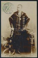1905 bojári Vigyázó Ferenc (1874-1928) főrendiházi tag, jogi író fényképe díszmagyarban aláírásának ...