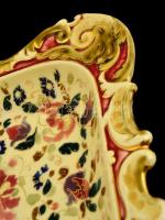 Antik historizáló tál, kézzel festett porcelánfajansz, jelzett ( "AC" és formaszám:1543), ...