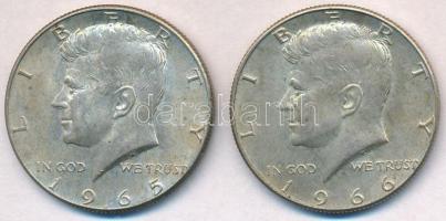 Amerikai Egyesült Államok 1965-1966. 1/2$ Ag Kennedy (2x) T:1-,2 USA 1965-1966. 1/2 Dollar Ag Kennedy (2x) C:AU,XF