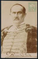 1905 Barabás Béla (1855-1934) jogász, közíró, országgyűlési képviselő, romániai szenátor fényképe díszmagyarban aláírásának képével. Fotólap postán elküldve 9x15 cm