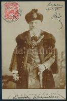 1905 Darányi Ignác (1849-1927) jogász, birtokos, politikus fényképe díszmagyarban aláírásának képével. Fotólap postán elküldve 9x15 cm