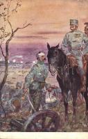 WWI K.u.k. military art postcard with injured soldier (wet corners)