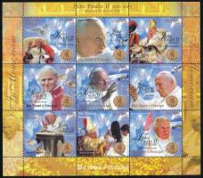 II. János Pál pápa emlékére 9 értékes kisív, In memorian Pope John Paul II. mini sheet with 9 values
