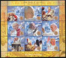 In memory of Pope John Paul II. 9 values mini sheet, II. János Pál pápa emlékére 9 értékes kisív