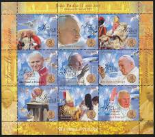II. János Pál pápa emlékére 9 értékes kisív, In memory of Pope Saint John Paul II 9 minisheets