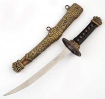 Szamurájkard alakú fém papírvágó kés, h: 21 cm