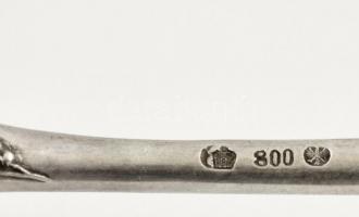 Ezüst (Ag.) szecessziós kanál (2 db), jelzett, h:22 cm (2×), nettó:264 g