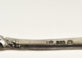 Ezüst (Ag.) szecessziós villa készlet (2 db), jelzett, h:21,5 cm és h:17,5 cm, nettó: 125 g