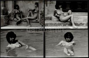 cca 1972 Játék, móka, kacagás, szolidan erotikus fényképek, 13 db vintage fotó, 14x9 cm / 13 erotic ...