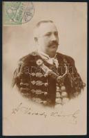 1905 Várady Károly (1859-1914) ügyvéd, országgyűlési képviselő fényképe díszmagyarban aláírásának képével. Fotólap postán elküldve 9x15 cm