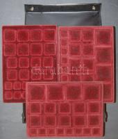 Éremtartó koffer 8db bordó plüsstálcával, 20 férőhelyes 3x, 24 férőhelyes 2x, 22  vegyes férőhelyes ...