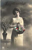 4 db régi hölgyek motívumlap / 4 pre-1945 ladies motive cards