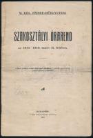 1912 A Magyar Királyi József Műegyetem szakosztályi órarendje az 1912-1913. tanév II. felében. Bp., Pesti Lloyd. Tűzött papírkötésben.