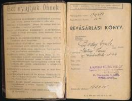 1940 Bevásárlási könyv Buday Gyula (?-?), a Képzőművészeti Főiskola korábbi testnevelő tanára részére, okmánybélyegekkel