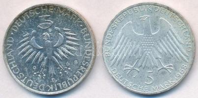 NSZK 1968D 5M Ag "Max Pettenkofer" + 1968J 5M Ag "Friedrich Wilhelm Raiffeisen" ...