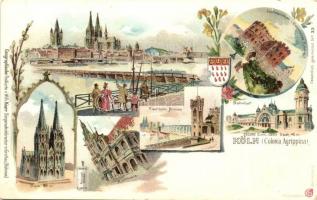 Köln, Cologne. Geographische Postkarte v. Wilhelm Knorr No. 33. Art Nouveau litho (small tear)