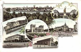 München. Geographische Postkarte v. Wilhelm Knorr No. 43. Art Nouveau floral litho