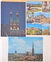 Közepes alakú képeslapalbum 180 db modern külföldi városképes lappal / Medium sized postcard album with 180 modern European town-view postcards (26 cm x 30 cm)