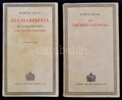 Schütz Antal két könyve: Eucharisztia+Az örökkévalóság. Bp., 1937-1943. Szent István Társulat. Kiadói papírkötésben.