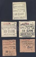 Románia/Máramaros (Maramures) 5klf típusú zsidó ortodox vágási jegy 10B (1x), 20B (1x), 25B 2klf, 50B (1x) T:I,I-